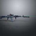 Modern Tactical Rifle With Red Scope And Green Laser Sight For Precision Shooting