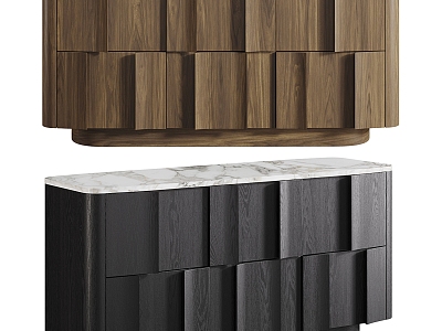 Okha solid wood marble side cabinet 3d model