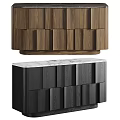 Modern Entryway Cabinet and Side Cabinet Design With Wooden Panels and Marble Top