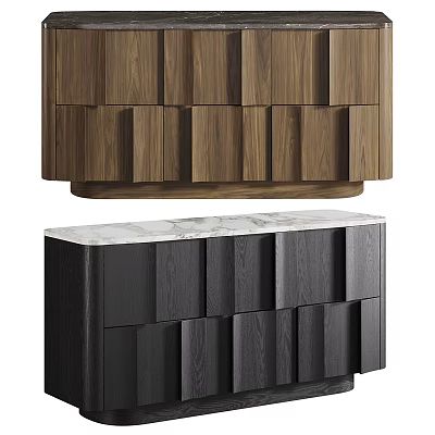 Modern Entryway Cabinet and Side Cabinet Design With Wooden Panels and Marble Top 3d model