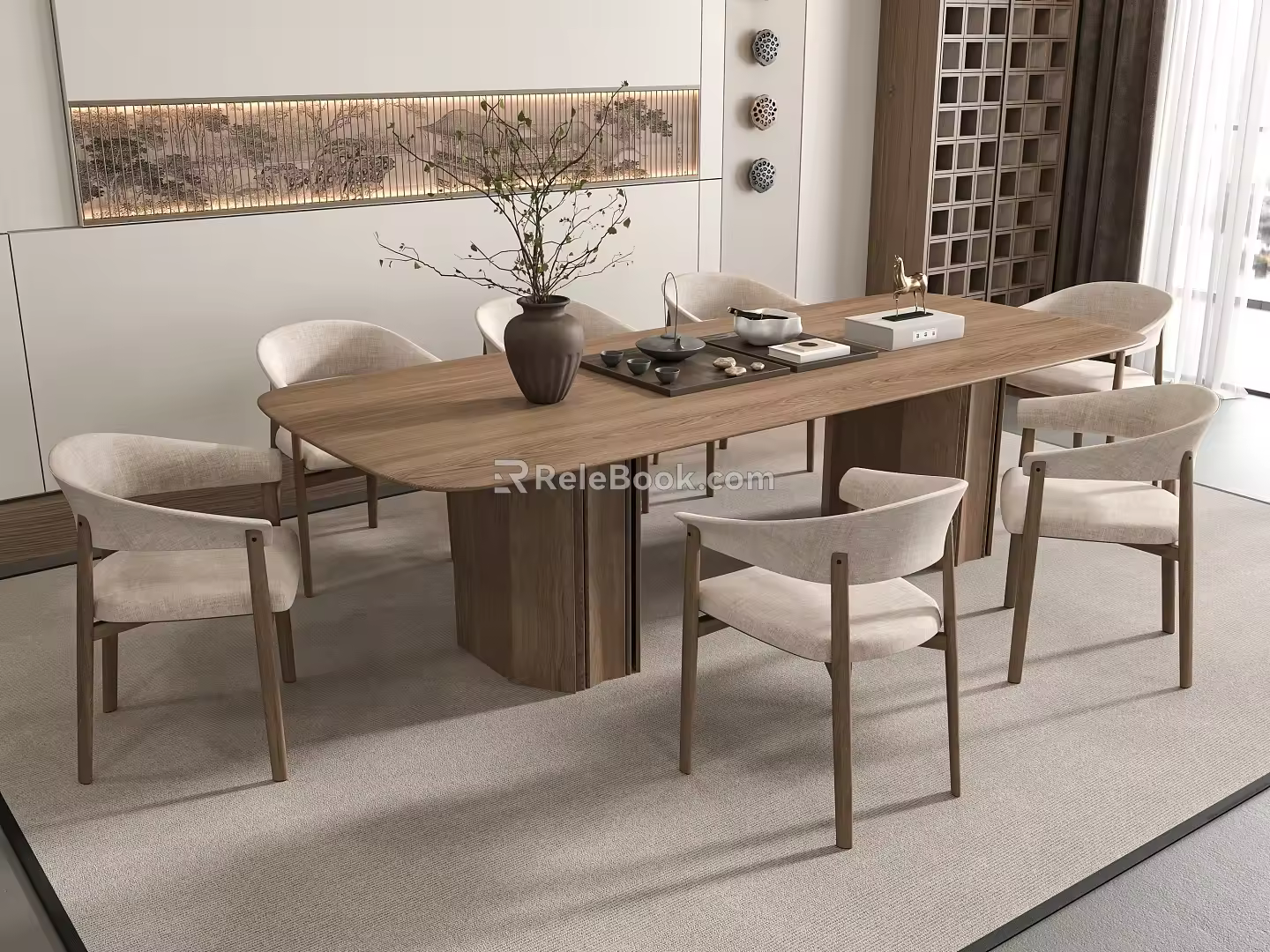 Dining table and chair combination 3d model