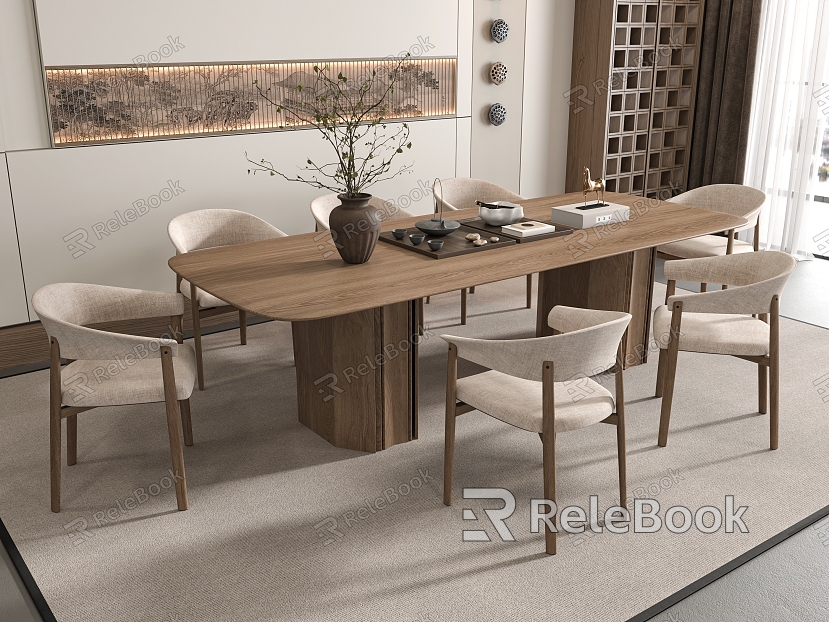 Dining table and chair combination model