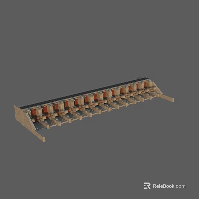 Ancient Stone Arcade Structure With Multiple Symmetrical Arches And Historical Design 3d model 