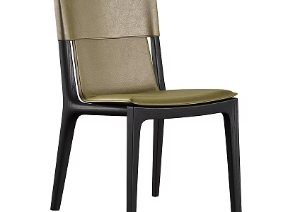 Modern Single Chair With Beige Leather Upholstery And Black Wooden Legs 3d model