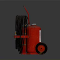 Red Household Portable Cleaning Equipment With Wrapped Black Hose And Wheels