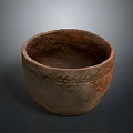 Hand Carved Pottery Bowl With Intricate Engraved Patterns And Textured Artisan Design