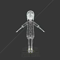 3D Game Movie Character Girl With Green White Striped Top Pink Skirt Brown Short Hair