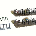 Outdoor Bicycle Parking Area With Racks And Surrounding Green Bushes