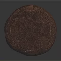 Round Dark Brown Baked Bread With Cracked Surface And White Spots 3d model