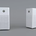Two White Modern Desktop Speakers With Square Design And Mesh Grille