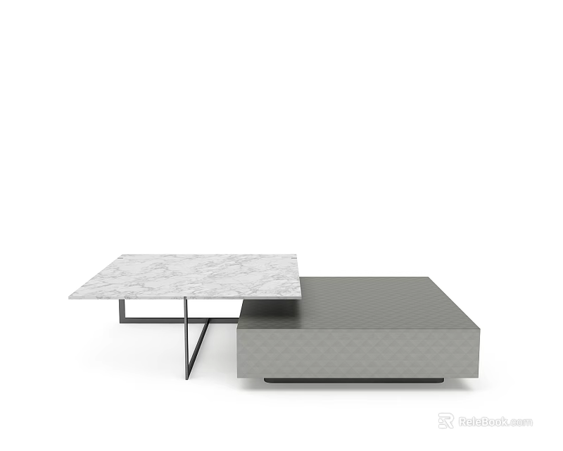 Modern Coffee Table With Sleek Marble Top And Geometric Storage Base 3d model