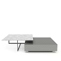 Modern Coffee Table With Sleek Marble Top And Geometric Storage Base 3d model