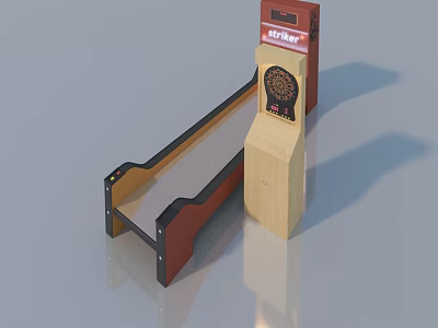 Wooden Tabletop Ski Ball Game Set With Dartboard Stand And Smooth Rolling Lane 3d model