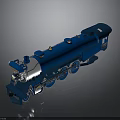 Blue Steam Locomotive Model With Metallic Finish Detailed Wheels And Smokestack