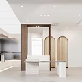 Modern Clothing Store Interior With Fashion Model Poster Wooden Column And Display Counter