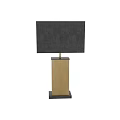 Modern Sleek Table Lamp With Black Square Shade And Gold Metal Column Base Design