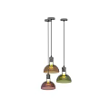 Colorful Glass Pendant Lights With Textured Shades And Silver Metallic Bases