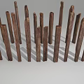 Natural Stone Wood Decorative Sticks Arranged Vertically For Rustic Design 3d model