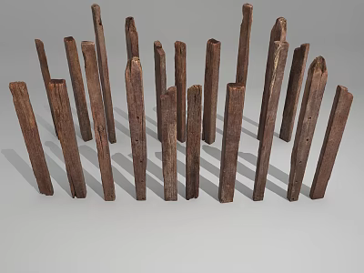 Natural Stone Wood Decorative Sticks Arranged Vertically For Rustic Design 3d model