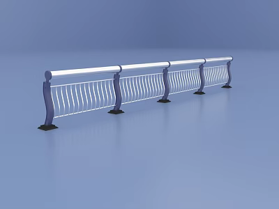 Modern Road Safety Railings With Vertical Bars And Stable Metal Supports 3d model