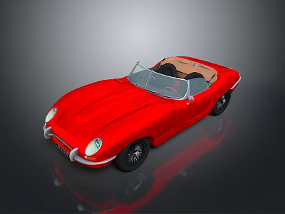 Red Jaguar Convertible Sports Car With Open Top And Shiny Exterior Design 3d model