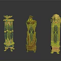Vintage Style Decorative Household Ornaments With Carved Eagle Motifs Gold Accents And Marble Bases