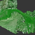 Ancient Stone Bridge In Rocky Cliffs With Green Trees And Gravel Path