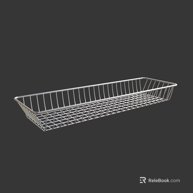 Metal Wire Mesh Storage Basket with Long Rectangular Shape for Home Organizing 3d model 