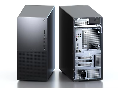 Desktop Computer Case Front View With Internal Components And Ventilation Design 3d model