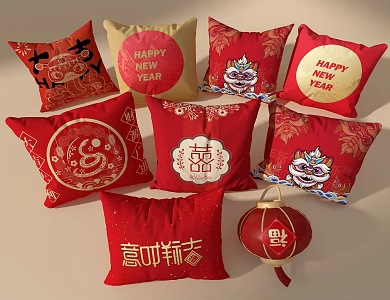 Year of the Snake Pillow Sofa Pillow 3d model