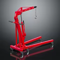 Sturdy Red Hydraulic Car Engine Hoist With Caster Wheels And Hook 3d model