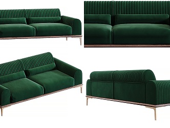 Light Luxury Green Double Sofa Art Sofa Living Room Green Sofa Double Comfortable Styling Sofa Gray Sofa 3d model