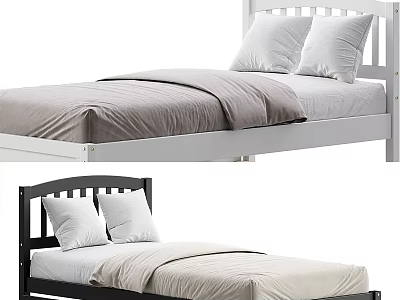 Sturdy Solid Wood Children Bed With Slatted Headboard In Two Different Classic Color Choices 3d model
