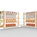 Wooden And White Multi Tiered Display Shelves For Retail Store Food Product