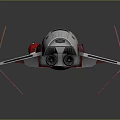 Sleek Futuristic Sci Fi Starfighter With Red White Wings Black Body And Blue Thrusters