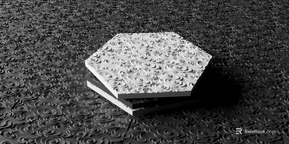 Stylish Intricate Patterned Hexagonal Garden Tiles Stacked For Decorative Design 3d model 