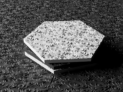 Stylish Intricate Patterned Hexagonal Garden Tiles Stacked For Decorative Design 3d model