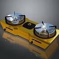 Yellow Joyace Double Burner Gas Stove with Silver Burners and Black Control Knobs