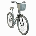 Stylish Classic Bicycle With Front Woven Basket Comfortable Seat And Silver Frame Design 3d model