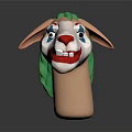 Decorative Clown Horse Mask With White Face Red Nose Green Mane And Blue Eyes