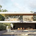 Modern Detached Villa Exterior Design With Large Windows And Lush Green Surroundings