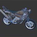 Rusted Vintage Motorcycle With Green Seat Silver Exhaust Black Tires And Metallic Body