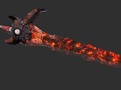Fiery Lava Enchanted Weapon Sword With Glowing Eye And Flaming Blade Design 3d model