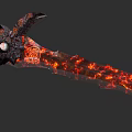 Fiery Lava Enchanted Weapon Sword With Glowing Eye And Flaming Blade Design