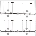 Contemporary Hanging Chandelier With Spherical Glass Balls And Metal Frame Design