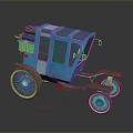 Blue Mobile Equipment With Large Wheels Cockpit Windows And Top Devices