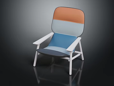 Modern Minimalist Chair With Multi Colored Backrest Seat And White Wooden Legs 3d model