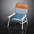 Modern Minimalist Chair With Multi Colored Backrest Seat And White Wooden Legs