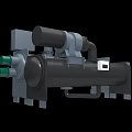 Industrial Equipment With Black Cylindrical Body Green Valves And Metal Components
