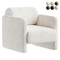 Plush Beige Modern Single Sofa With Curved Arms And Multiple Color Options